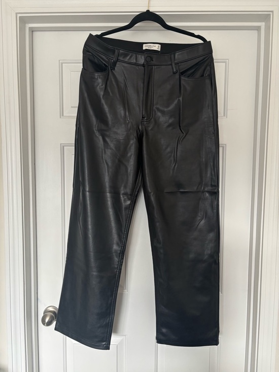 Abercrombie & Fitch Pants - Abercrombie & Fitch Black Vegan Leather Pants High Rise Straight Leg NWT Size 32